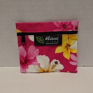 Nani Island Pink Floral Pouch w/Zipper EUC 4.5"x4"